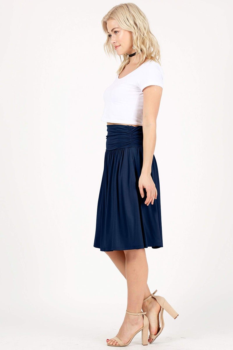 Simlu Navy Skirts for Women Knee Length Navy a Line Skirt Skirt with Side Pockets High Waisted Flowy Skirt Womens Skirts Navy Blue (Size Small, Navy Midnight) - Image 2